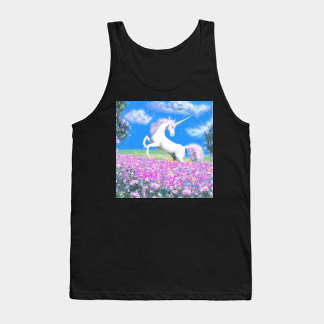 Magical unicorn painting in pink and sky blue Tank Top by DesignIndex